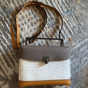 Botkier Lennox lunchbox bag. Gray/white/cameo. Leather. Like new with dust bag.